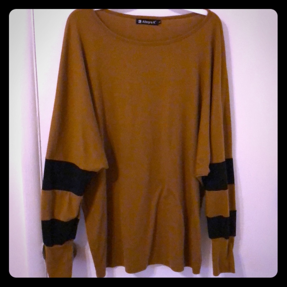 Allegra K Oversized Tunic Blouse w/ Stripes